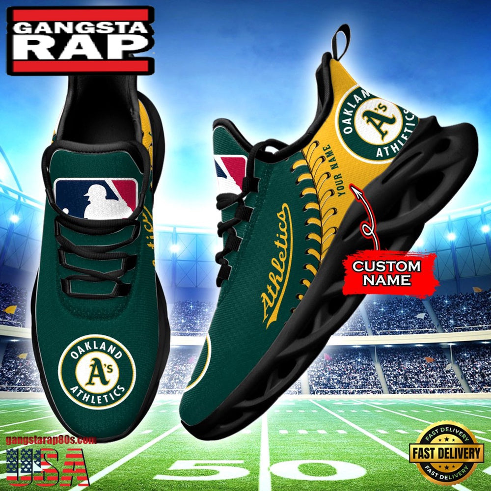 MLB Oakland Athletics Unique Design Custom Name Max Soul Shoes Running Sneakers