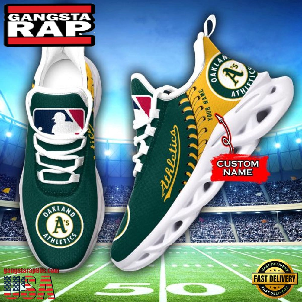 MLB Oakland Athletics Unique Design Custom Name Max Soul Shoes Running Sneakers
