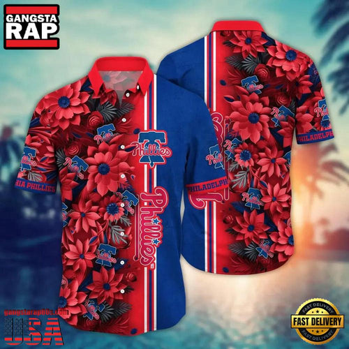 MLB Philadelphia Phillies Baseball Team Design Flower Hawaiian Shirt Designer