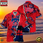 MLB Philadelphia Phillies Sunset Palms Red Horizon Aloha Hawaiian Shirt