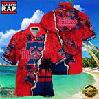 MLB Philadelphia Phillies Sunset Palms Red Horizon Aloha Hawaiian Shirt