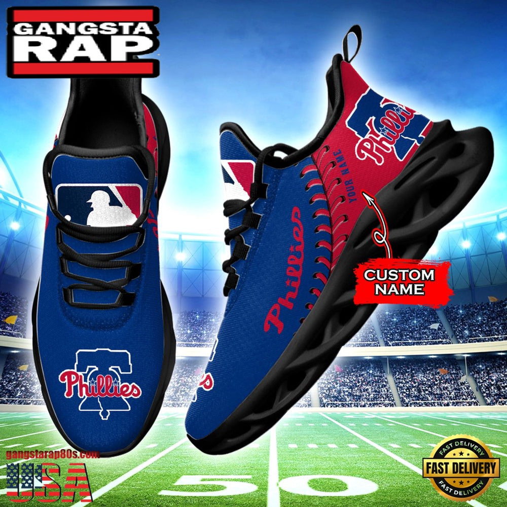 MLB Philadelphia Phillies Unique Design Custom Name Max Soul Shoes Running Sneakers