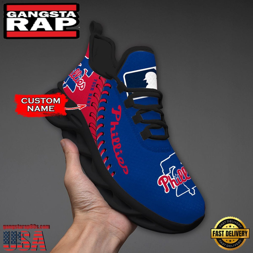MLB Philadelphia Phillies Unique Design Custom Name Max Soul Shoes Running Sneakers