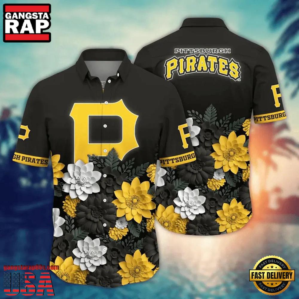 MLB Pittsburgh Pirates Classic Floral Aloha Hawaiian Shirt