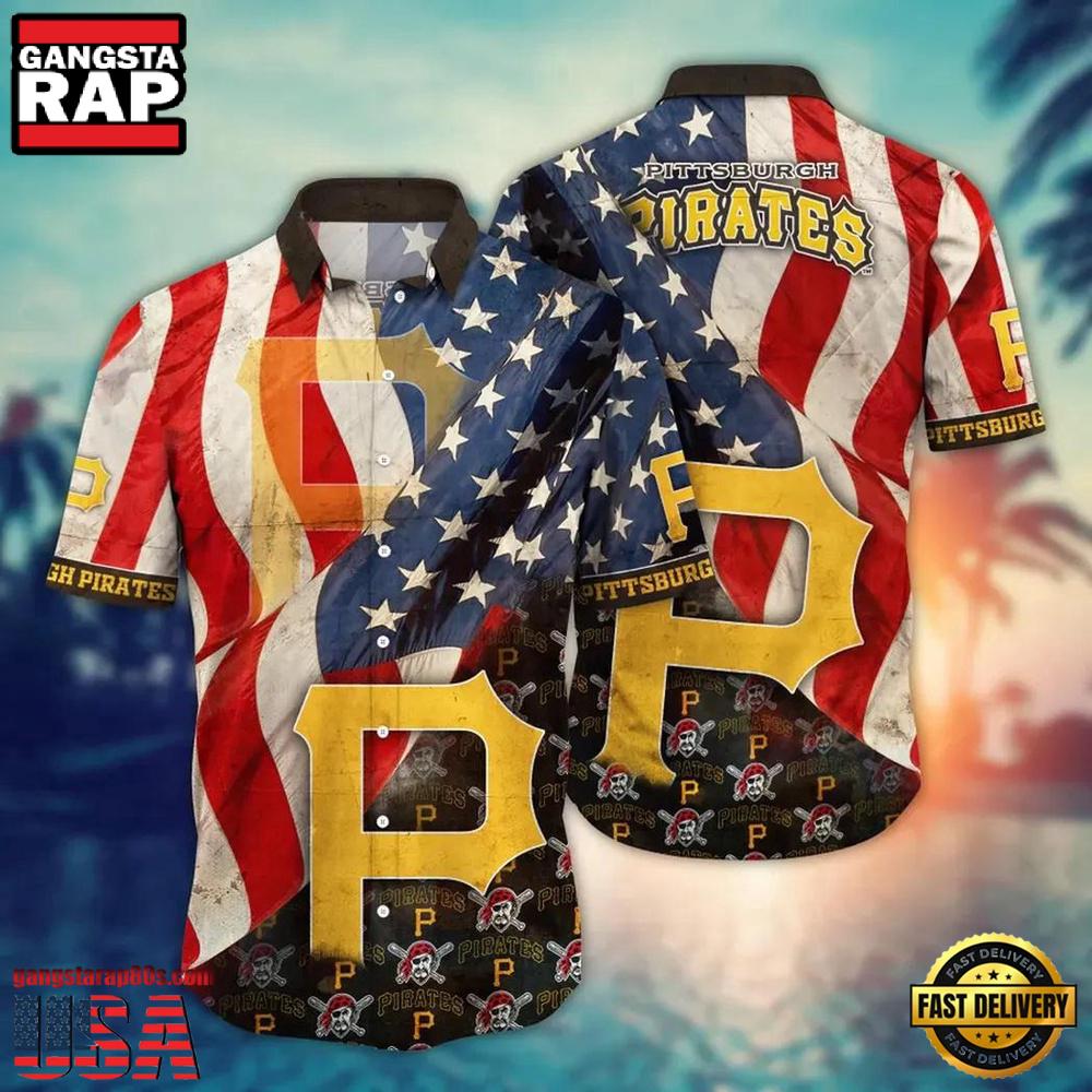 MLB Pittsburgh Pirates Stars And Stripes Aloha Hawaiian Shirt