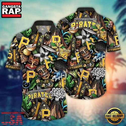 MLB Pittsburgh Pirates Tiki Adventure Aloha Hawaiian Shirt