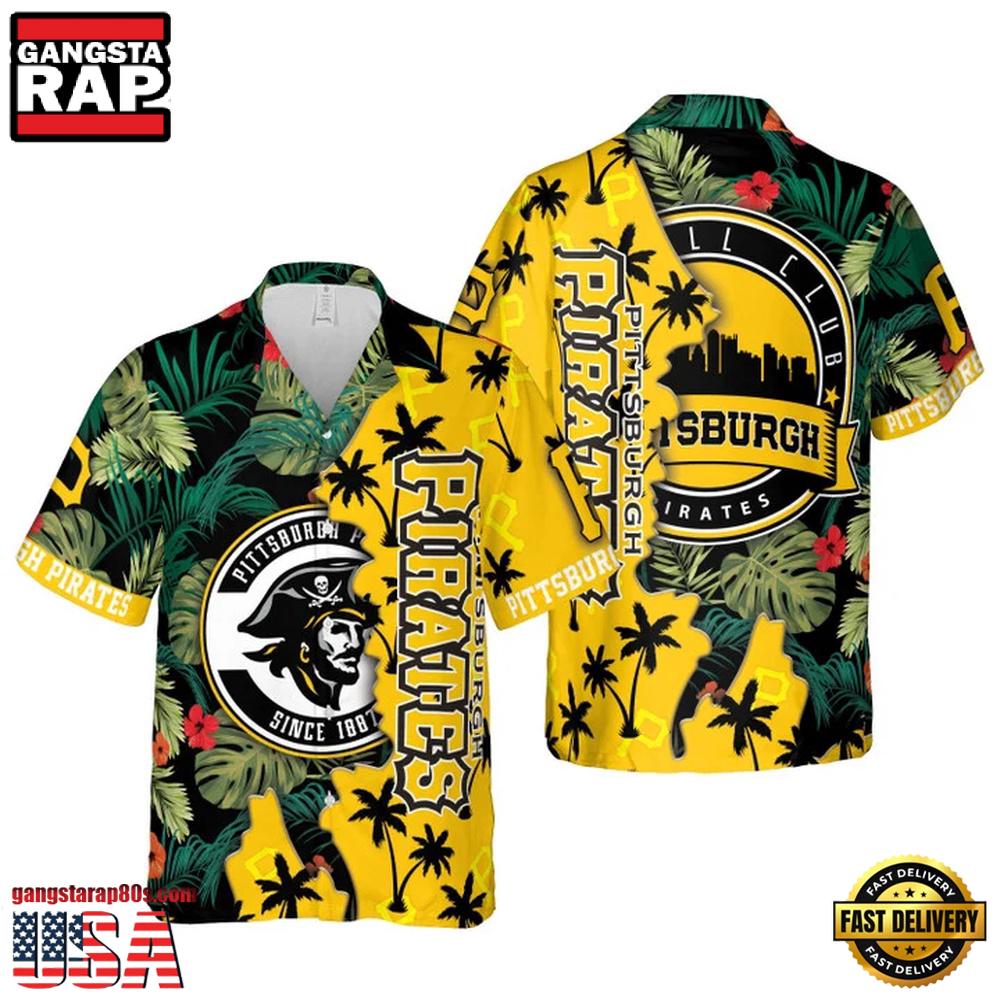 MLB Pittsburgh Pirates Tropical Skyline Aloha Hawaiian Shirt