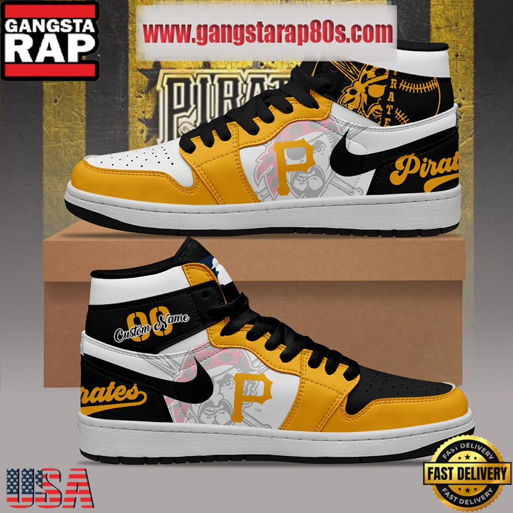MLB Pittsburgh Pirates Unique Design Custom Name Air Jordan 1 Shoes Running Sneakers