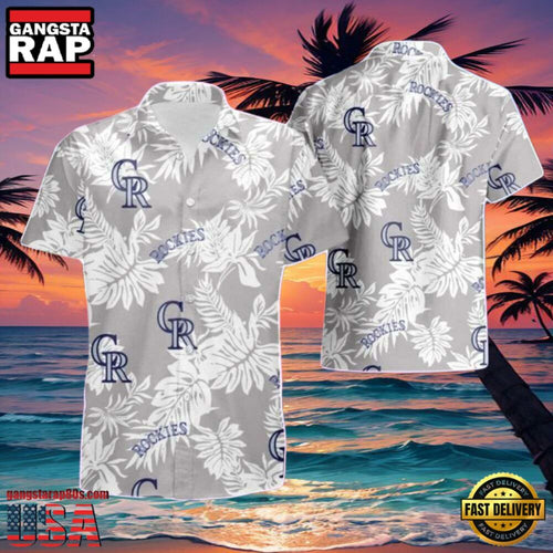 MLB Rockies Silver Leaf Elegance Hot Summer Aloha Shirt