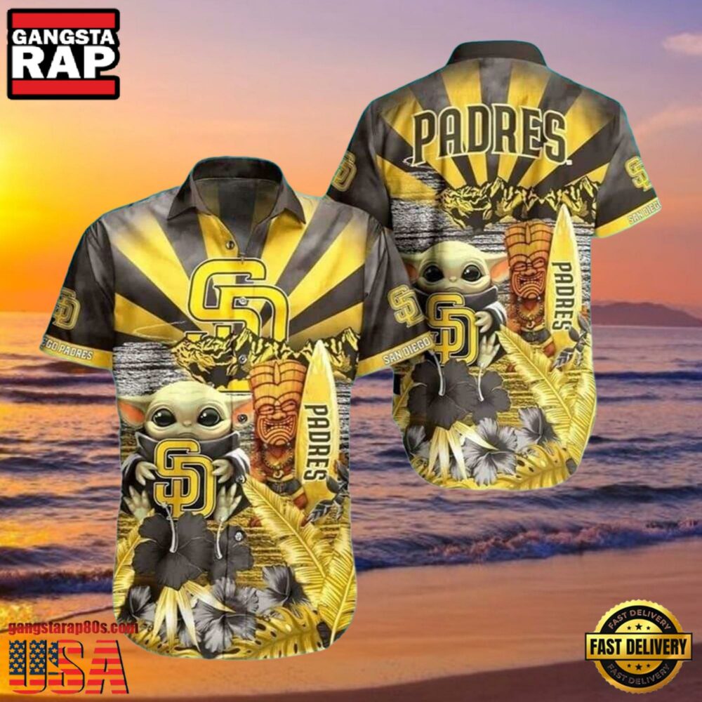 MLB San Diego Padres Aloha Hawaiian Shirt With Baby Yoda And Tiki Totem