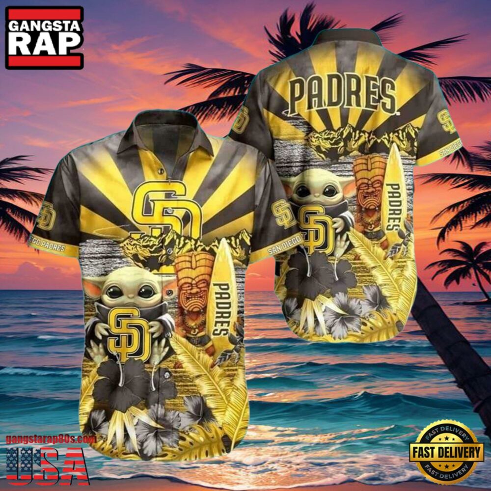 MLB San Diego Padres Aloha Hawaiian Shirt With Baby Yoda And Tiki Totem