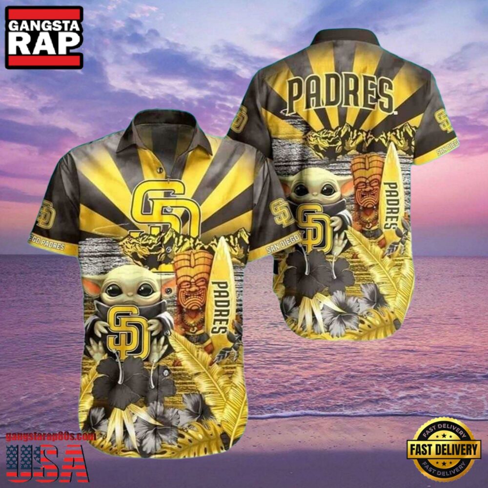 MLB San Diego Padres Aloha Hawaiian Shirt With Baby Yoda And Tiki Totem