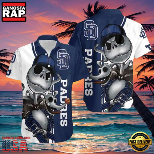 MLB San Diego Padres Aloha Hawaiian Shirt With Jack Skellington And Zero Graphic