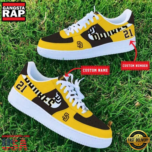 MLB San Diego Padres Custom Name Number New Design Air Force 1 Shoes Sneaker
