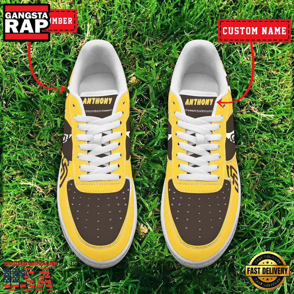 MLB San Diego Padres Custom Name Number New Design Air Force 1 Shoes Sneaker