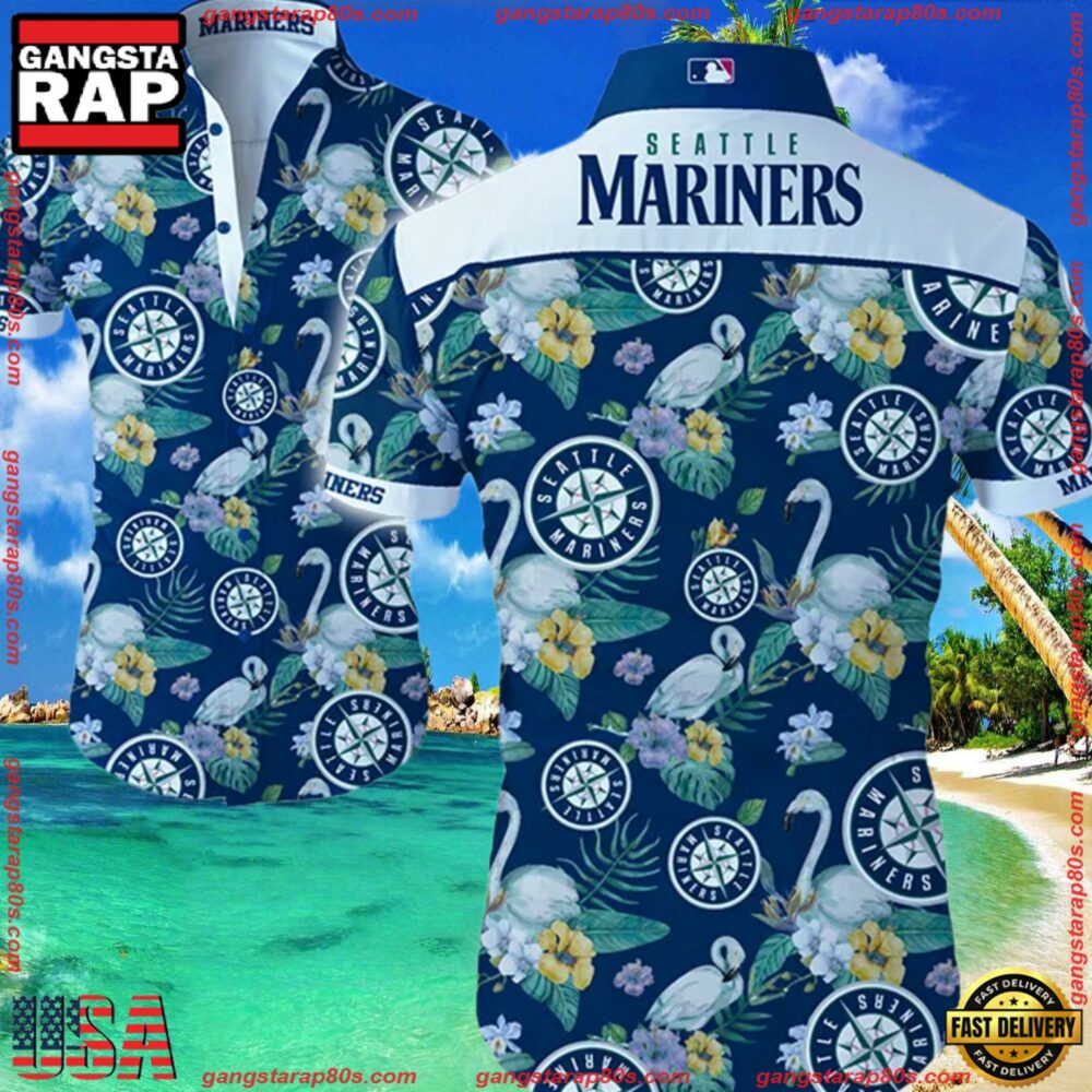 MLB Seattle Mariners Aloha Hawaiian Shirt Summer Button Up