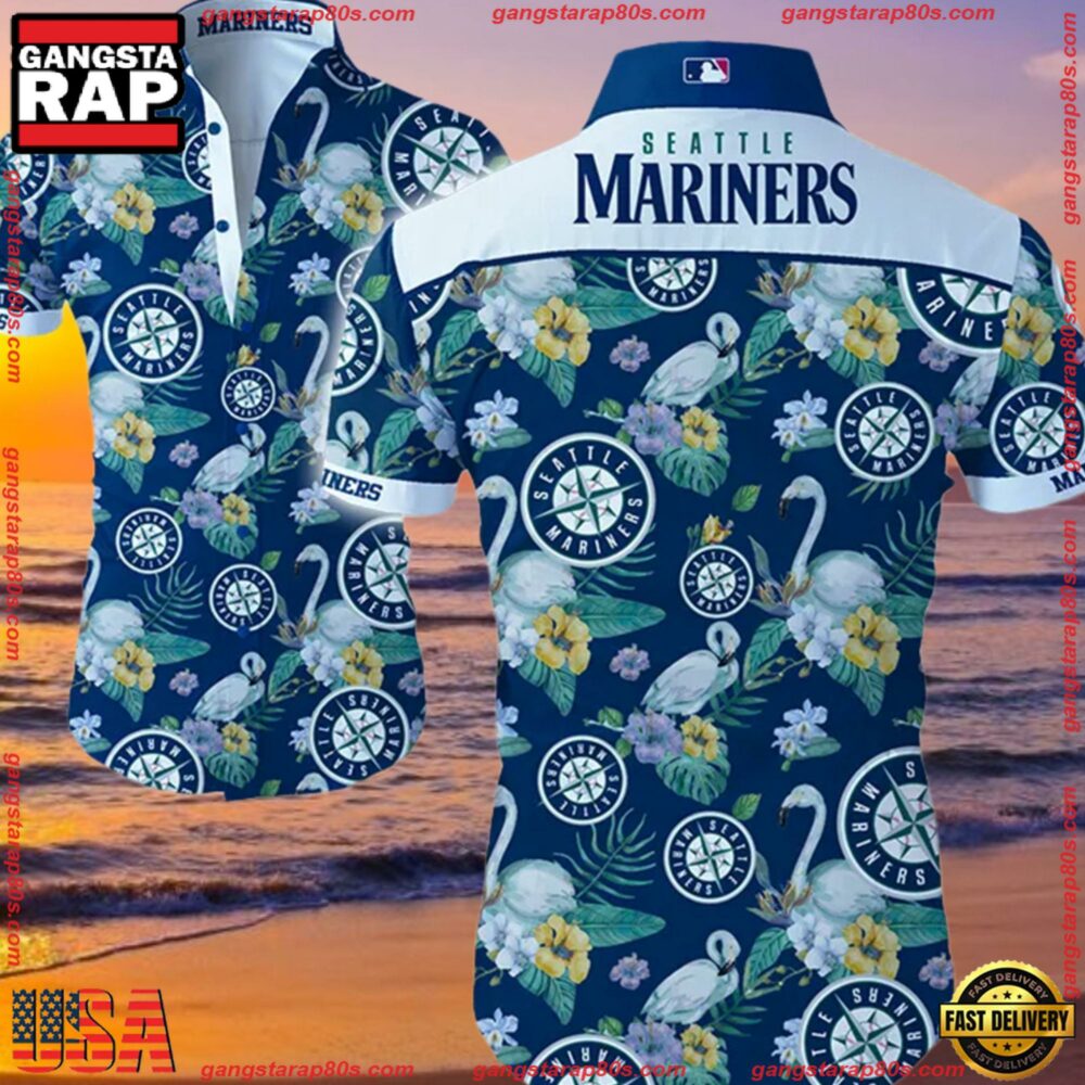 MLB Seattle Mariners Aloha Hawaiian Shirt Summer Button Up