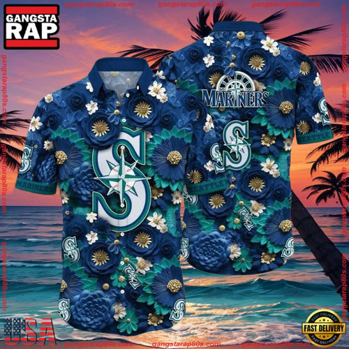 MLB Seattle Mariners Tropical Flower Summer Hawaiian Shirt