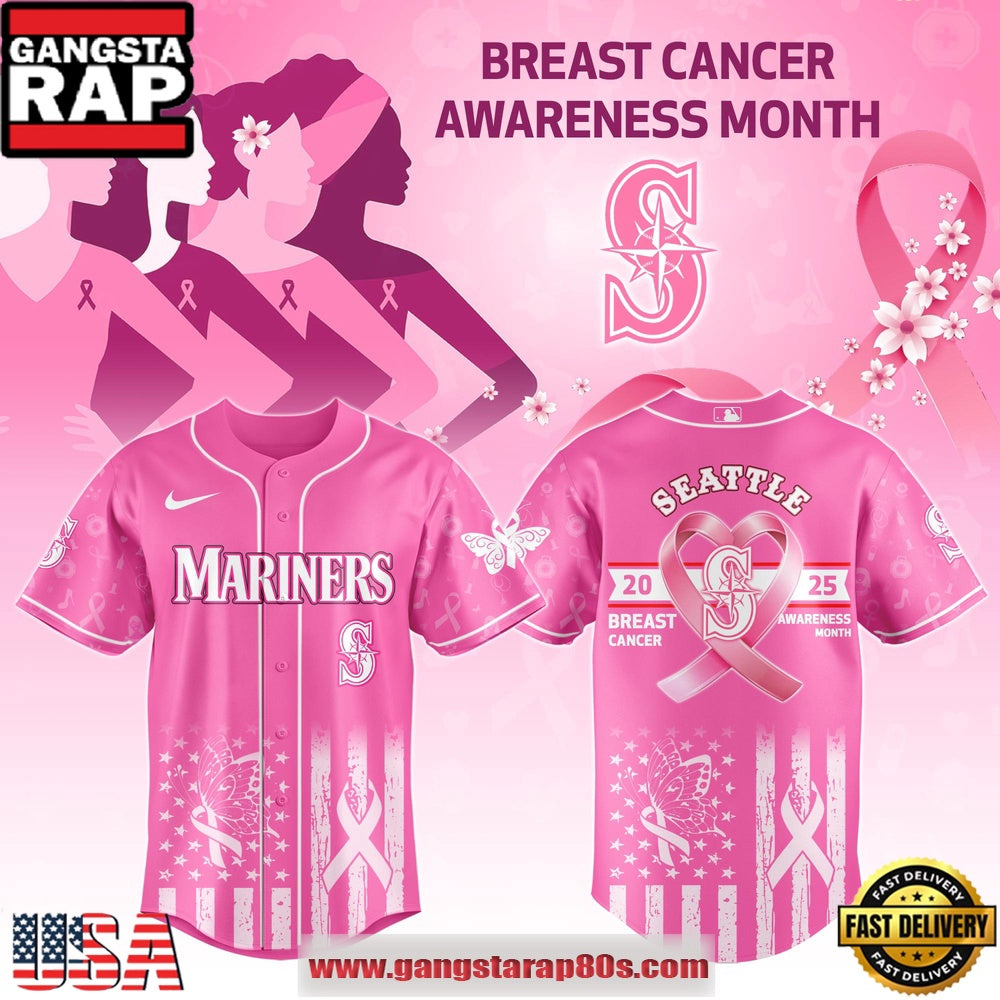 MLB Seattle Mariners X Breast Cancer Awareness Month Special Edition Baseball Jersey