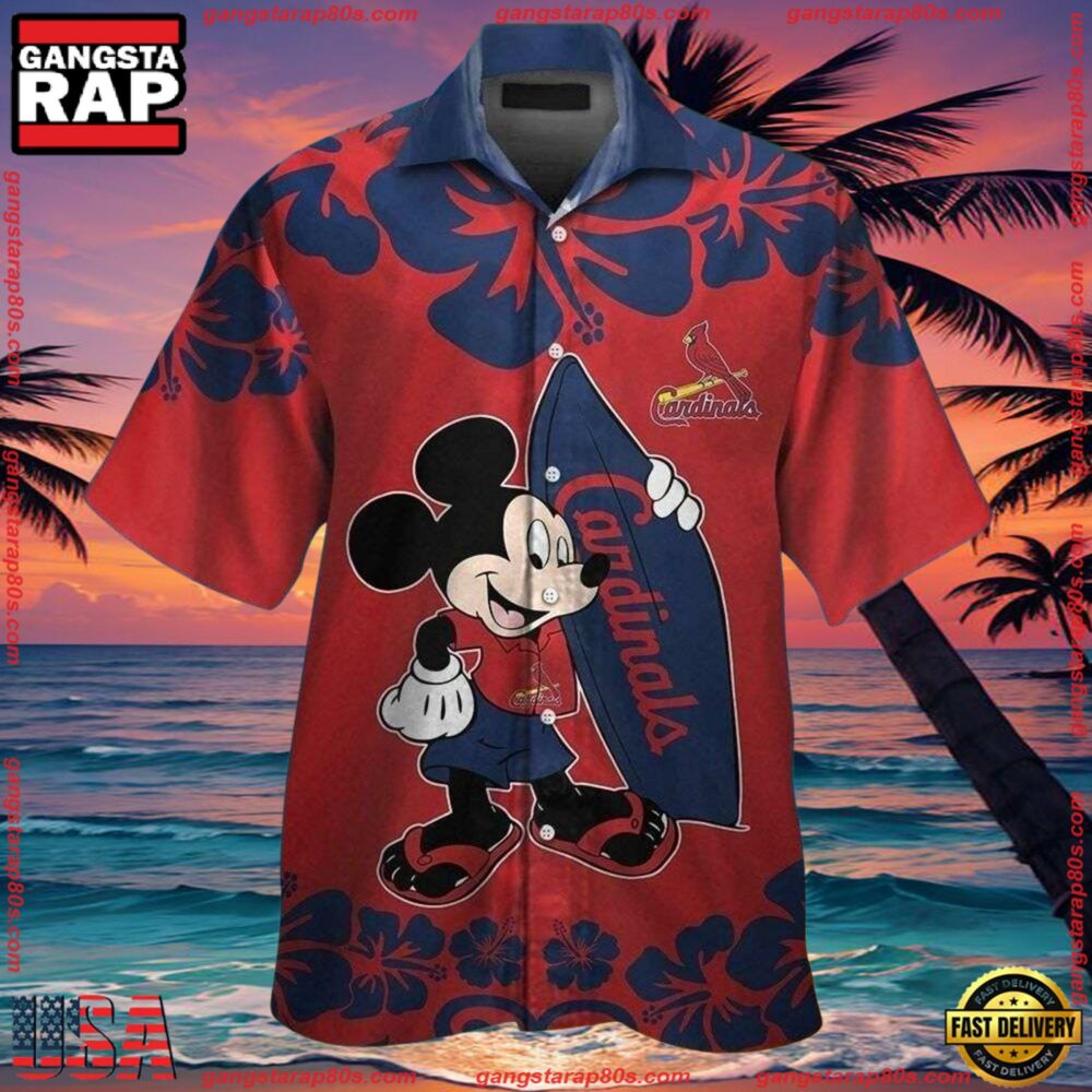 MLB St. Louis Cardinals Mickey Mouse Aloha Shirt
