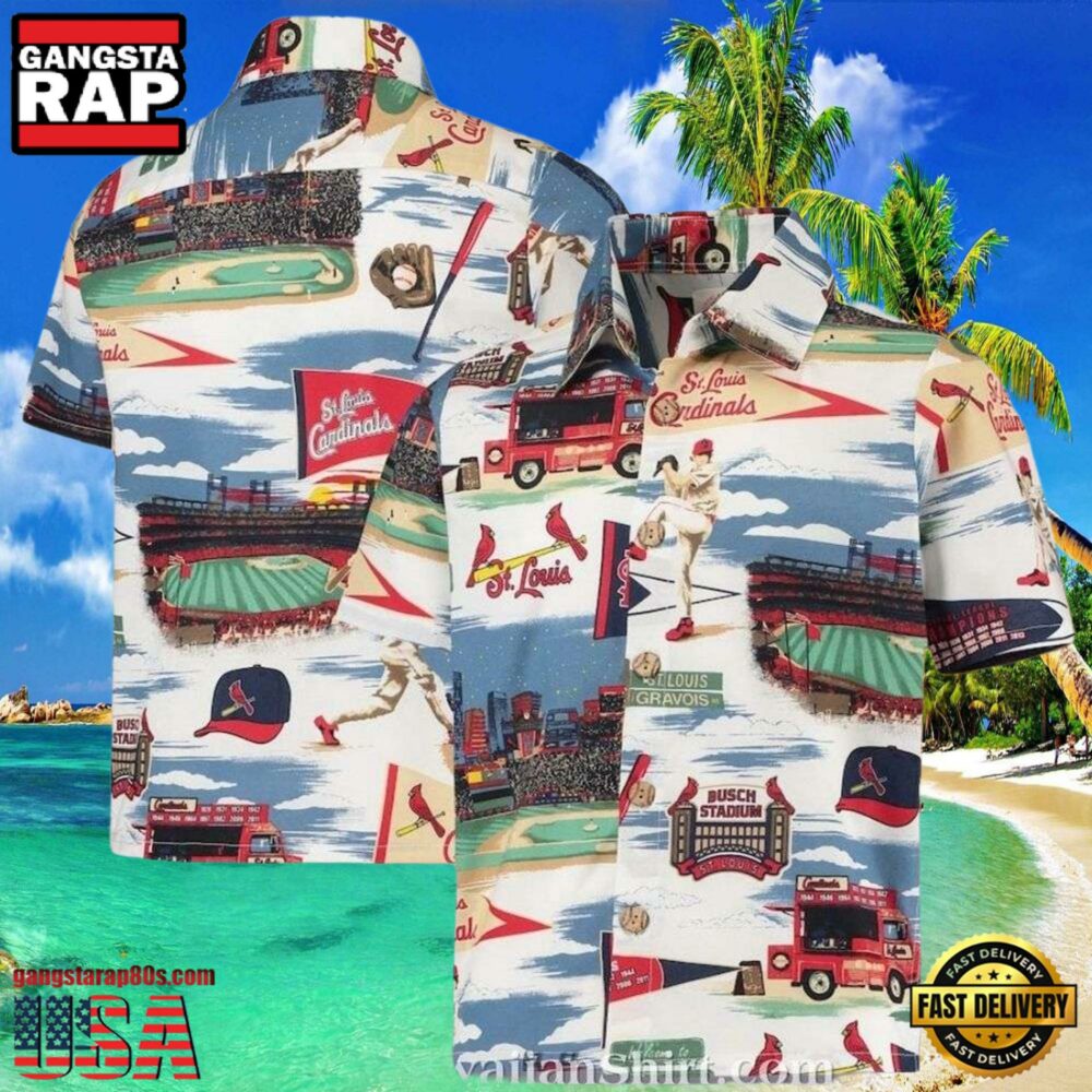 MLB St. Louis Cardinals Stadium Graphic Aloha Hawaiian Shirt