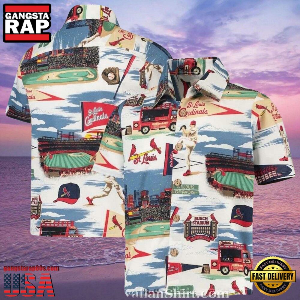 MLB St. Louis Cardinals Stadium Graphic Aloha Hawaiian Shirt