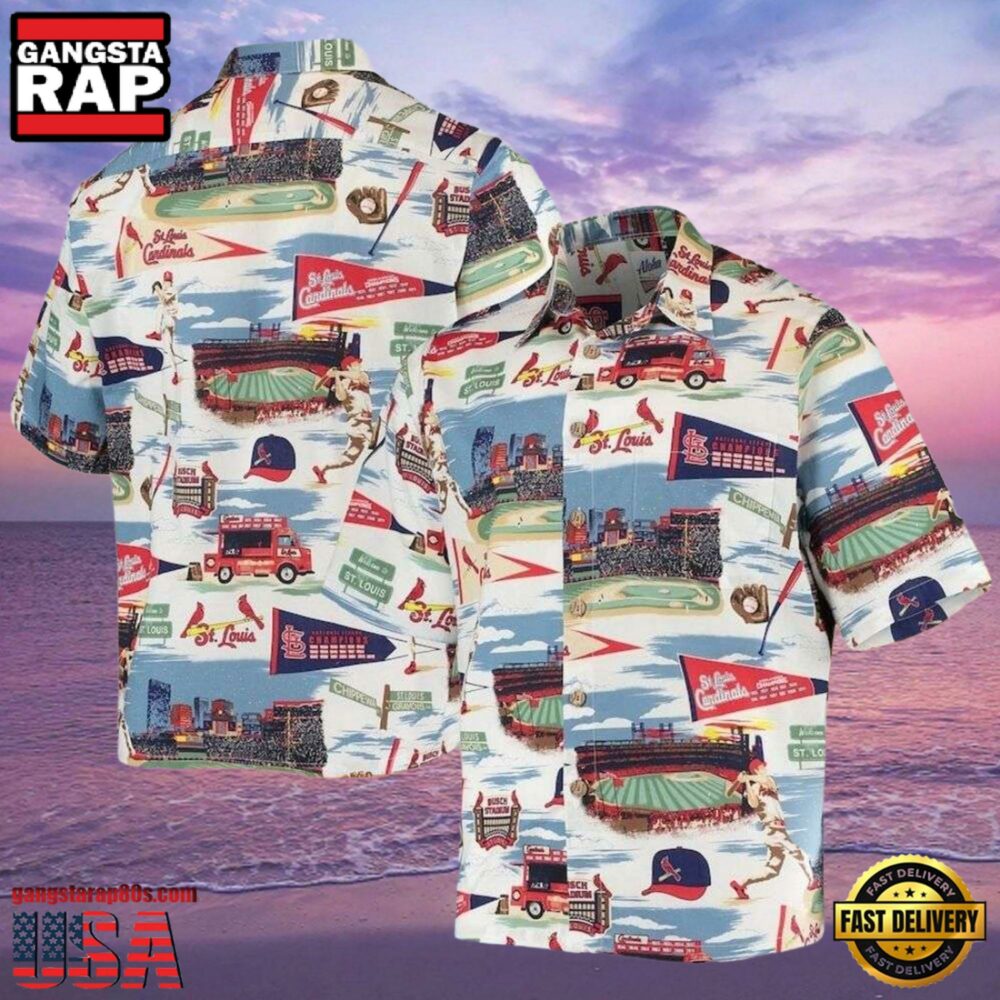 MLB St. Louis Cardinals Stadium Landscape Aloha Hawaiian Shirt