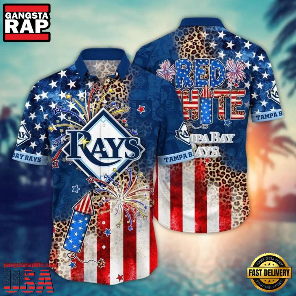 MLB Tampa Bay Rays 4th of July New Design Aloha Shirt for Patriotic Baseball Fans