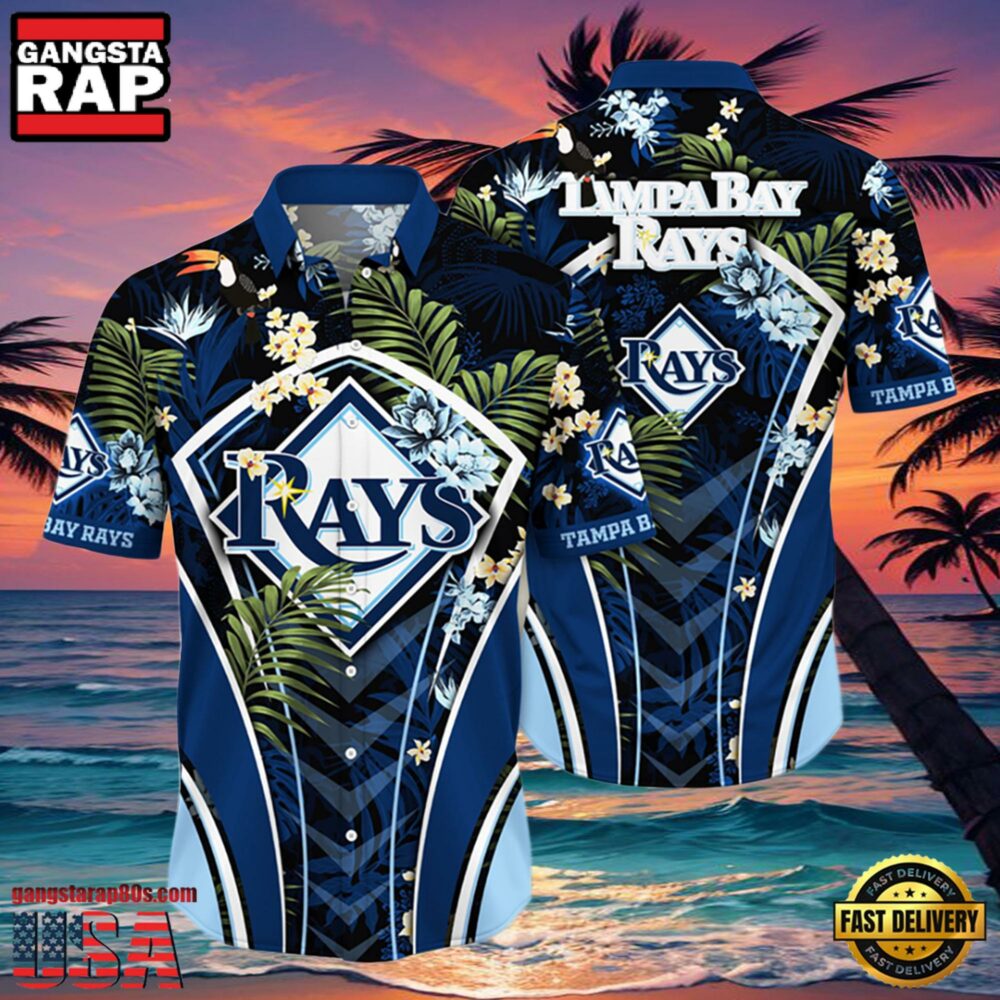 MLB Tampa Bay Rays Flower Tropical Style Hot Trending Hawaiian Button Down Shirt