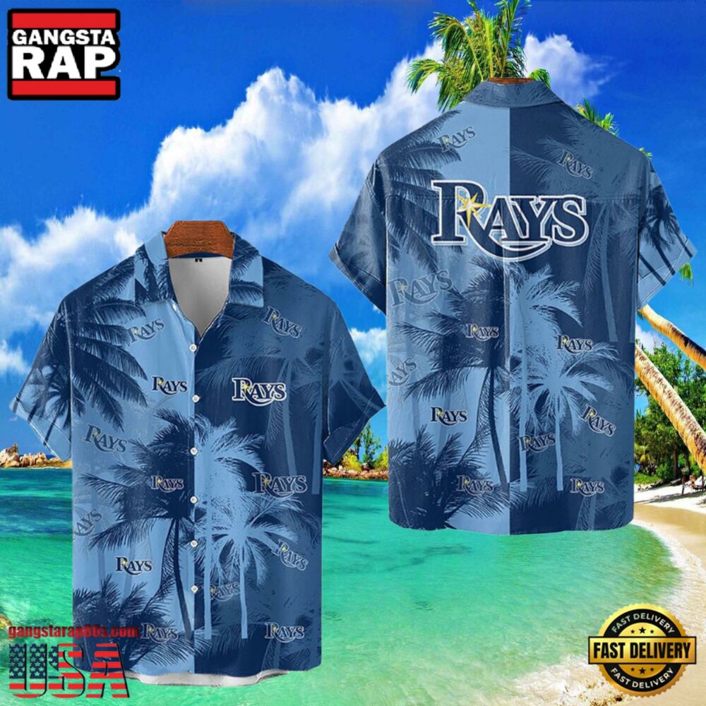 MLB Tampa Bay Rays Tropical Palm Trees Aloha Hawaiian Shirt