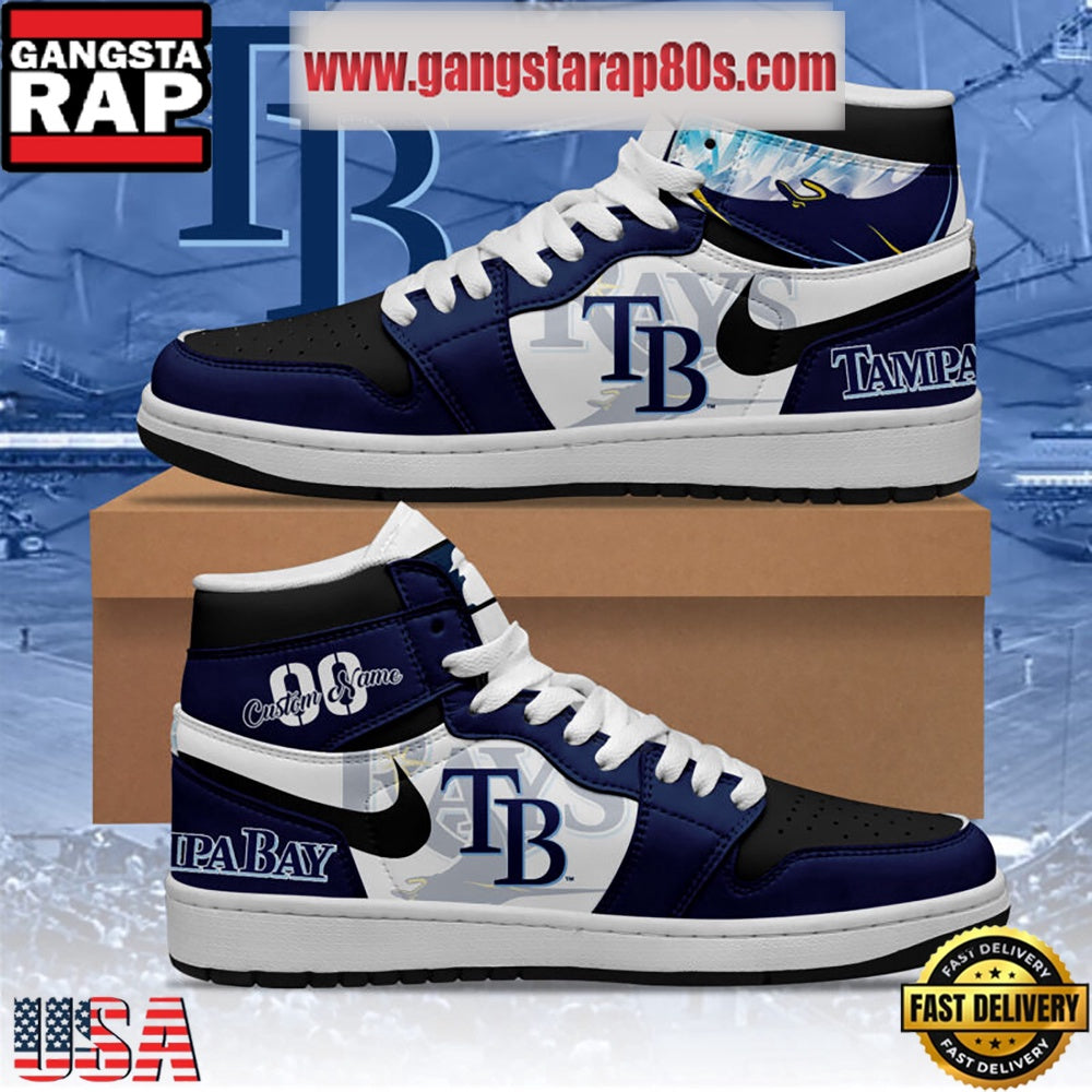 MLB Tampa Bay Rays Unique Design Custom Name Air Jordan 1 Shoes Running Sneakers