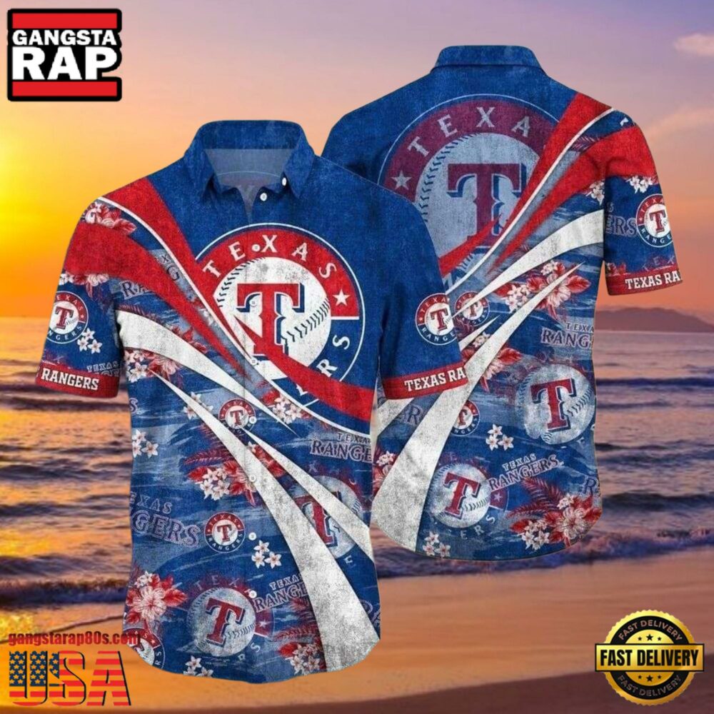 MLB Texas Rangers Team Logo Aloha Hawaiian Shirt â€“ Stars Stripes Pride