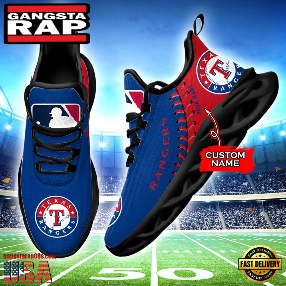 MLB Texas Rangers Unique Design Custom Name Max Soul Shoes Running Sneakers
