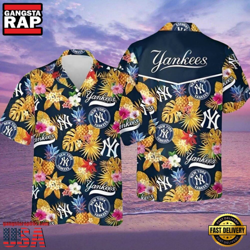 MLB Tropical Floral New York Yankees Aloha Hawaiian Shirt