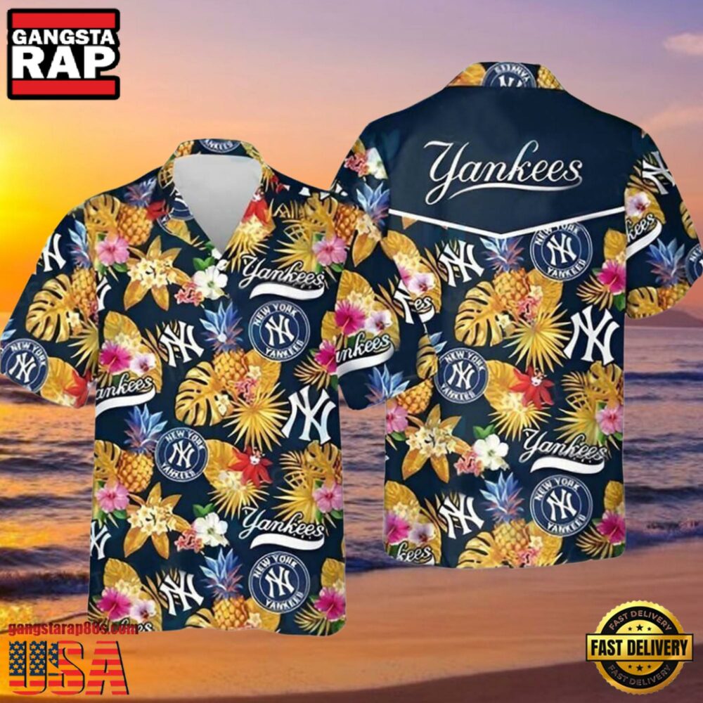 MLB Tropical Floral New York Yankees Aloha Hawaiian Shirt