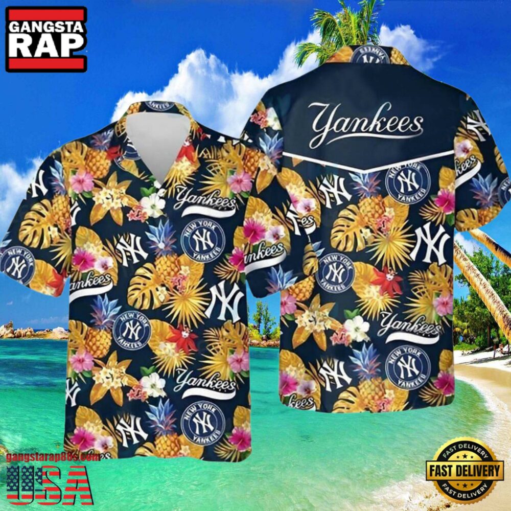 MLB Tropical Floral New York Yankees Aloha Hawaiian Shirt