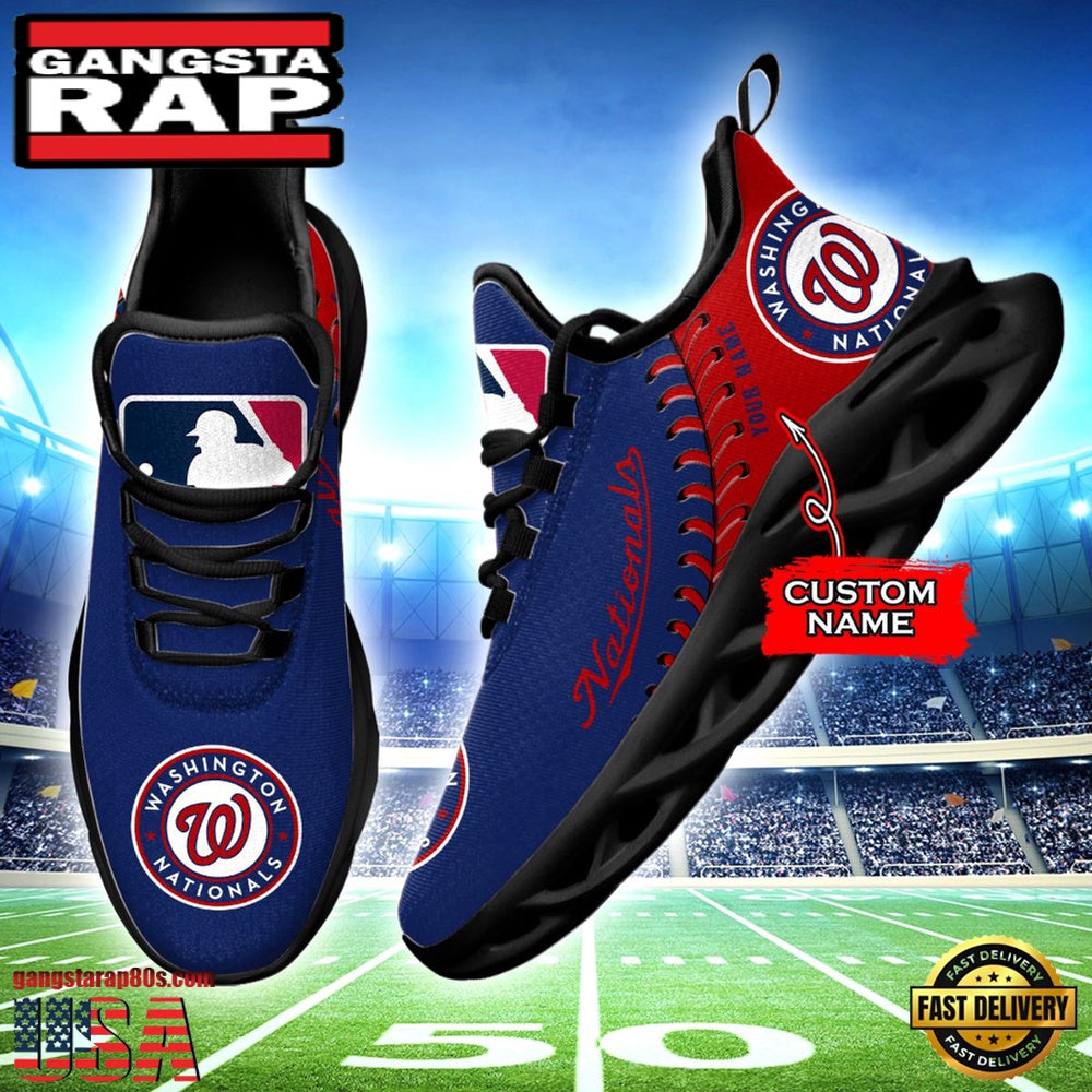 MLB Washington Nationals Unique Design Custom Name Max Soul Shoes Running Sneakers
