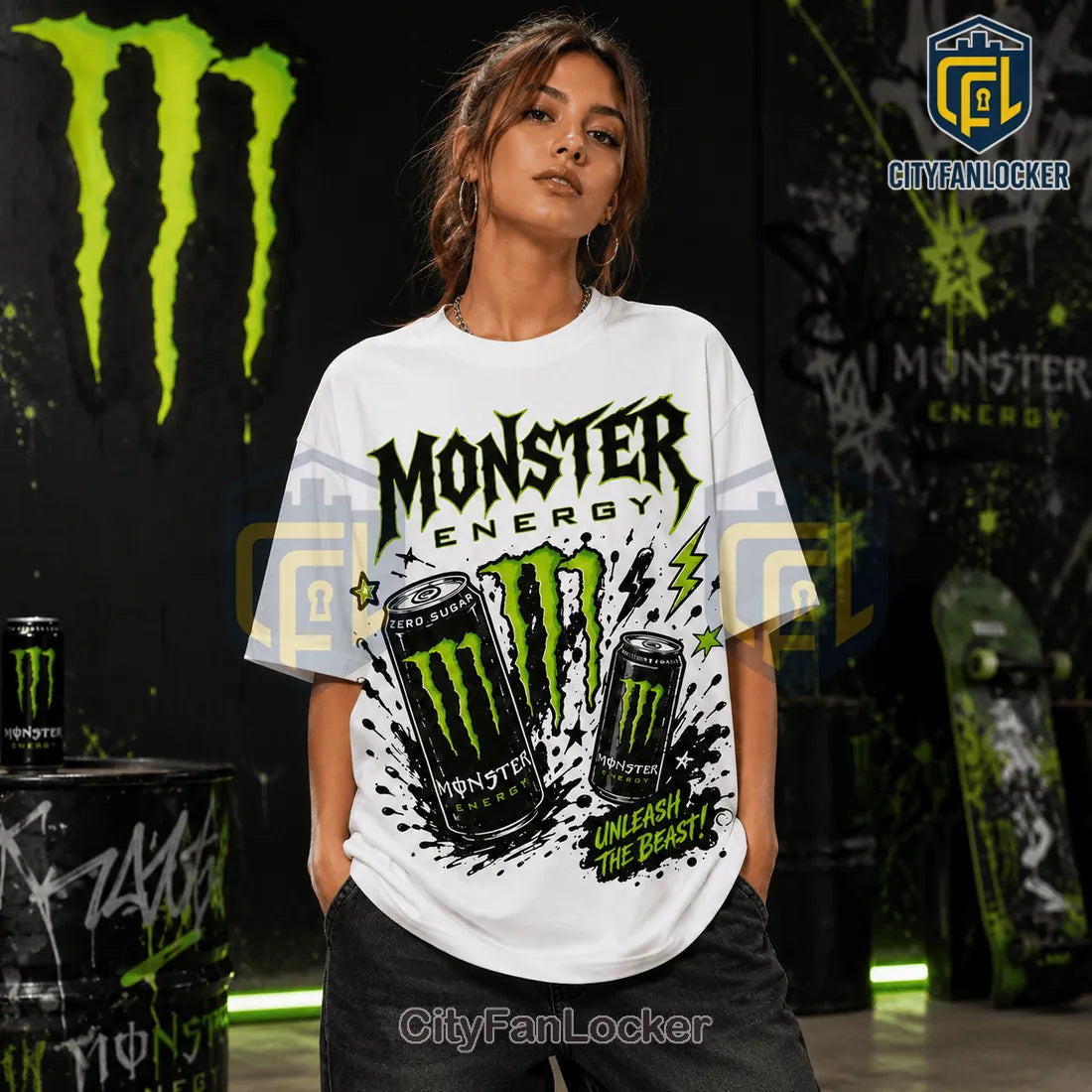 Monster Energy Unleash The Beast White T-Shirt