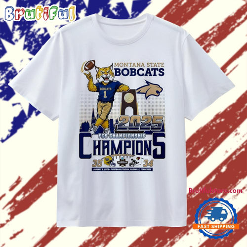 Montana State Bobcats 2025 National Champions mascot city skyline T Shirt