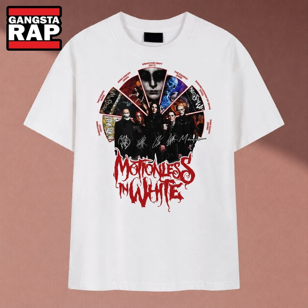 Motionless In White Band Graphic Logo Album Wheel T Shirt, Music 2D Shirt