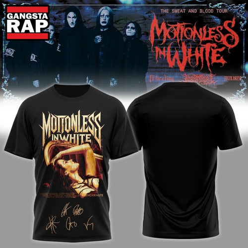 Motionless In White The Sweat And Blood Tour 2026 Signature 3D Shirt , Music Trending 3D Shirt