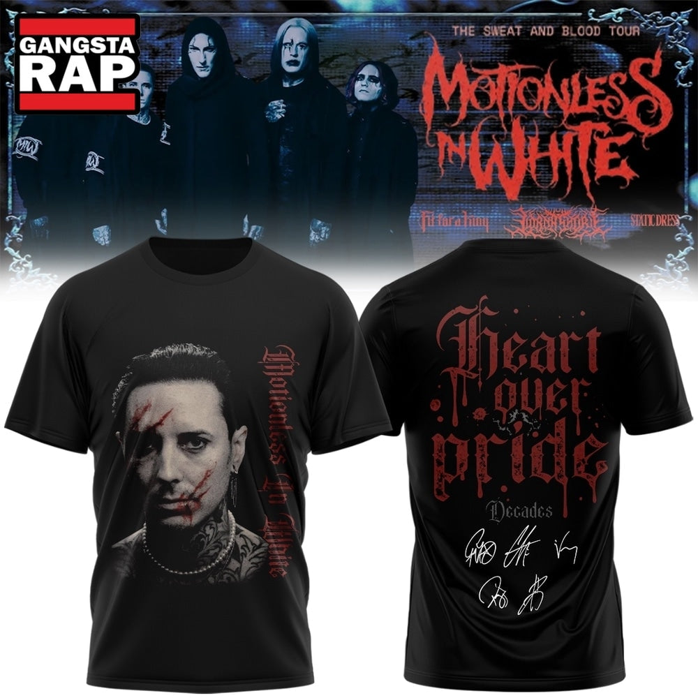 Motionless In White The Sweat And Blood Tour 2026 T Shirt , Music Trending 3D Shirt