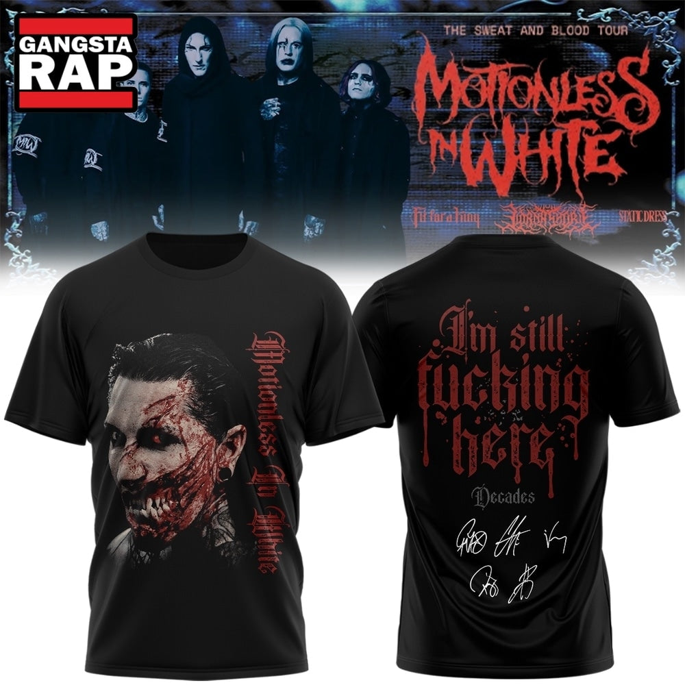 Motionless In White The Sweat And Blood Tour Signed 2026 Graphic Design T Shirt , Music Trending 3D Shirt