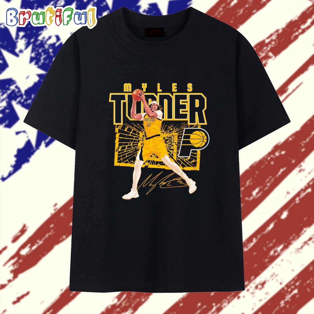 Myles Turner Indiana Pacers Shattered Signature T Shirt