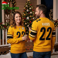 Najee Harris 22 Pittsburgh Steelers Yellow Ugly Christmas Sweater