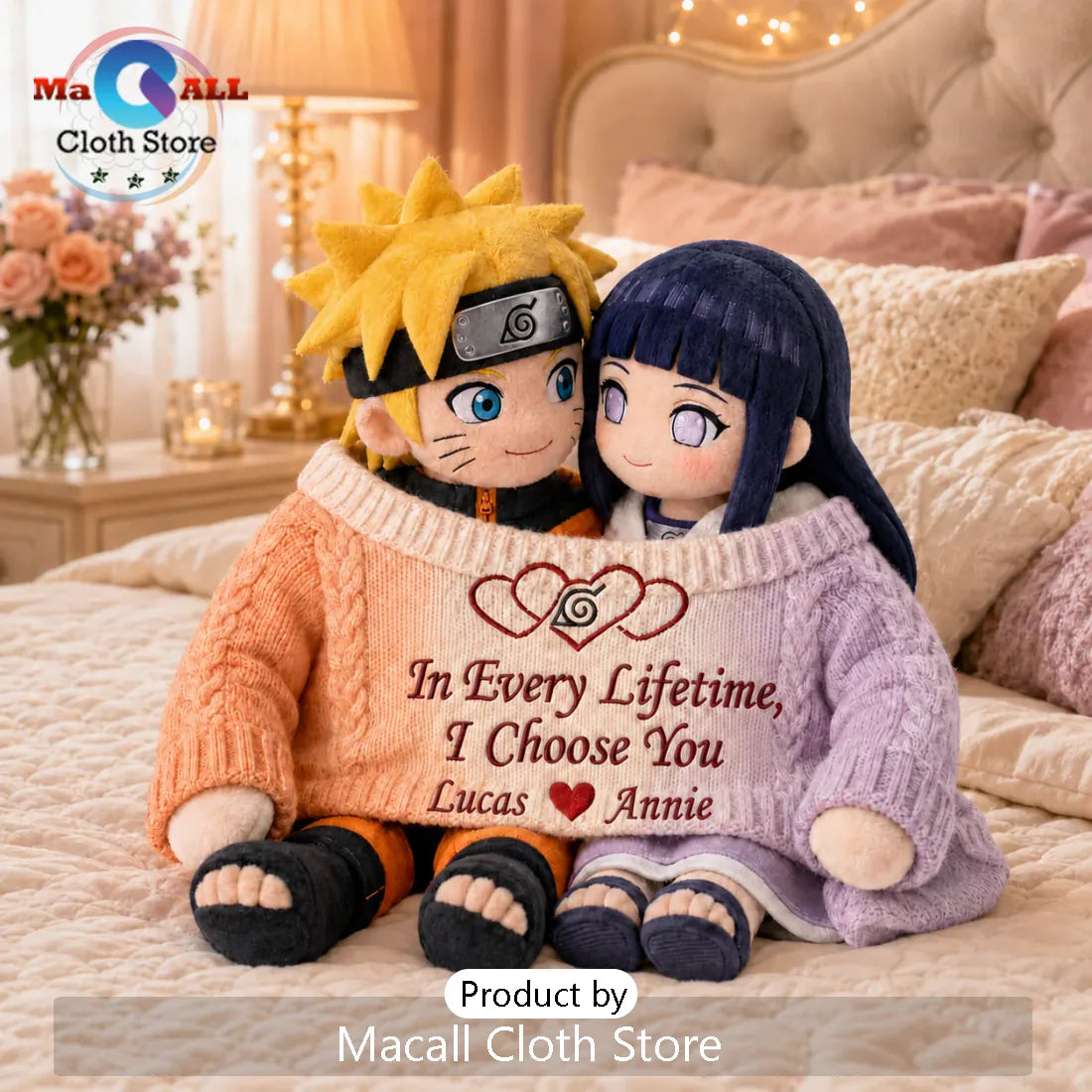 Naruto and Hinata Valentine Couple Stuffed Plush Toys