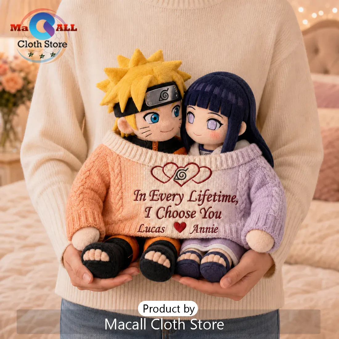 Naruto and Hinata Valentine Couple Stuffed Plush Toys