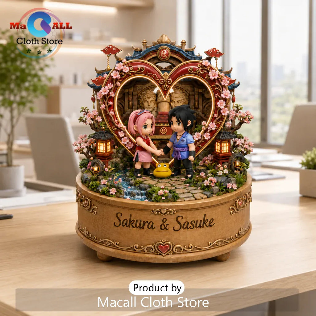 Naruto Sakura and Sasuke Sculpted Wooden Music Box