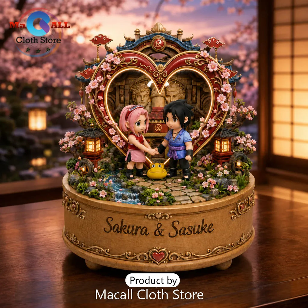 Naruto Sakura and Sasuke Sculpted Wooden Music Box