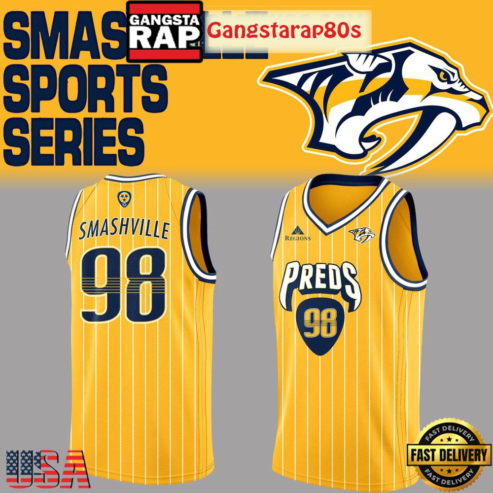 Nashville Predators Smashville Sports Series Custom Basketball Jersey